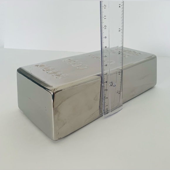 Silver Brick Piggy Bank - Picture 3 of 8